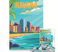 Rompecabezas Minimalista de 1000 Piezas para Adultos, La Habana, Cuba Juego práctico y Divertido para Disfrutar en casa Toda la Familia 50x75cm