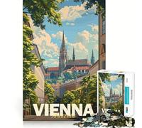 Rompecabezas Minimalista de la Ciudad de Viena para Adultos,1000 Piezas,Juego de Memoria,Ajuste Firme,Montaje Seguro,Juego de construcción de Conexiones significativas (38x26cm)