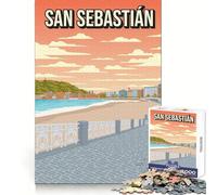 Rompecabezas Minimalista de San Sebastián,España,1000 Piezas para Adolescentes Ideal para Relajarse,concentrarse y aliviar el estrés Un Regalo Divertido Cualquier ocasión (50x75cm)