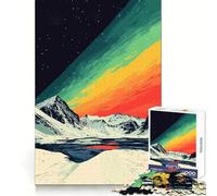 Rompecabezas Minimalistas de Arte Aurora Sky Iceland para Adolescentes, 1000 Piezas, Memoria Afilada, Entretenimiento, Bordes limpios, Regalo de Invierno (38x26cm)