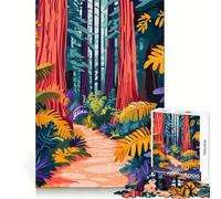 Rompecabezas Minimalistas de Arte de Bosque de secuoyas de California para Adolescentes,1000 Piezas,desafío Inteligente,pasatiempo Relajante,Cierre Fino, (38x52cm)
