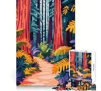 Rompecabezas Minimalistas de Arte de Bosque de secuoyas de California para Adultos,1000 Piezas,Entrenamiento de Memoria,Escape Sereno,Corte Impecable,Regalo de cumpleaños (38x26cm)