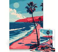 Rompecabezas Minimalistas de Arte Playero de Los Ángeles para Adultos,1000 Piezas,destreza Mental,recreación Ligera,Ajuste Perfecto,Regalo Encantador (38x52cm)