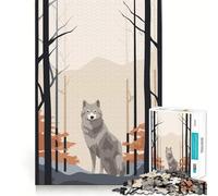 Rompecabezas Minimalistas Retro de Lobos para Adolescentes,1000 Piezas,Juego Mental Divertido,conexión Limpia y fluida,Forma Atractiva de Pasar el Tiempo Libre (38x26cm)