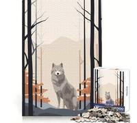 Rompecabezas Minimalistas Retro de Lobos para Adultos, 1000 Piezas, Ejercicio Mental, Entretenimiento Tranquilo, tamaño (50x75cm)