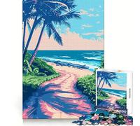 Rompecabezas Minimalistas Sendero de Playa para Adolescentes, 1000 Piezas, Memoria Afilada, Ocio, Placer, Bordes limpios, Regalo de Invierno (50x75cm)
