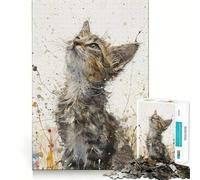 Rompecabezas Mirada de Gatito hacia Arriba para Adolescentes,1000 Piezas,Mejora Mental,Juego,tamaño Uniforme,Piezas precisas,Actividad Nocturna Divertida en Familia (50x75cm)