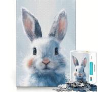 Rompecabezas Mirada de Liebre Invernal 1000 Piezas Diversión Garantizada Tecnología Avanzada de Corte láser Juguete de Entretenimiento para Interiores Durante Las Vacaciones (38x52cm)