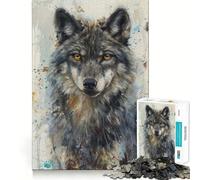 Rompecabezas Mirada de Lobo Emocional de 1000 Piezas para Adolescentes Fortalece la Memoria, Calma, relajación, Bordes Suaves Regalo increíble (38x52cm)