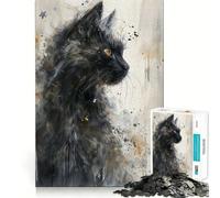 Rompecabezas Mirada Felina Mística de 1000 Piezas para Adolescentes Mejora la Memoria, Reduce el estrés, decoración de Pared con Bordes Ajustados (50x75cm)