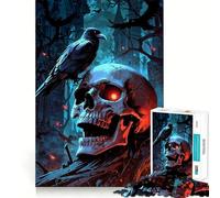 Rompecabezas Misterioso de Calavera y Cuervo para Adultos, 1000 Piezas Juguete para ejercitar la Mente Disfrute del Montaje Diseño Encantador Regalo Ideal (50x75cm)