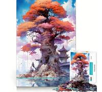 Rompecabezas místico de 1000 Piezas con Forma de árbol Gigante para Adultos Juguete para concentrarse y ejercitar la Mente Divertido y silencioso Bordes Ajustados Artículo de Santa Claus (38x26cm)