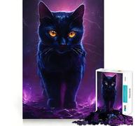 Rompecabezas místico de Gato Negro de 1000 Piezas para Adultos y Adolescentes Juego Mental, diversión Tranquila, Bordes Afilados, Regalo Memorable (38x52cm)