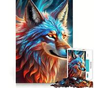 Rompecabezas místico de Lobo neón para Adultos, 1000 Piezas Fortalece la Memoria Divertido y Relajante Borde de Calidad Regalo Ideal para Festivales (50x75cm)