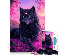 Rompecabezas místico de Lobo y Luna Creciente para Adultos, 1000 Piezas, Juguete Intelectual, diversión Tranquila, Corte preciso, Lista de Deseos de Santa Claus (50x75cm)