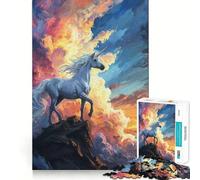 Rompecabezas místico de Unicornio al Atardecer para Adultos, 1000 Piezas, Juguete Intelectual, diversión Tranquila, Corte preciso, Lista de Deseos de Santa Claus (38x52cm)