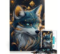 Rompecabezas místico del Lobo Azul de 1000 Piezas para Adultos Regalo Ideal para Jugar a la Mente, divertirse en compañía Diseño Limpio Sorpresa de cumpleaños (50x75cm)