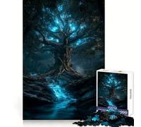 Rompecabezas místicos de árbol Brillante y Cascada para Adolescentes, 1000 Piezas, fortalece la Memoria, Alivia la tensión, Bordes Suaves, Sorpresa navideña (38x26cm)