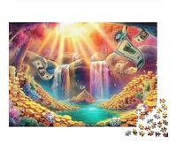 Rompecabezas Money 1000 Piezas Adultos Escena Fantasía Cascada Tesoro Premium Grueso Resistente Vibrante Desafiante Duro Alivio Estrés Regalo 70x50cm/1000pzs