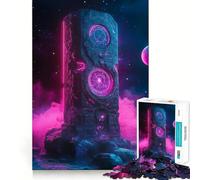 Rompecabezas Monolito Espacial de Neón de 1000 Piezas para Adultos Mejora la Memoria Momento de Paz Bordes Finos Regalo Ideal para Pedir un Deseo a Papá Noel (50x75cm)