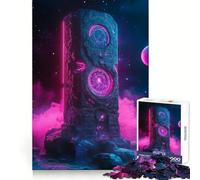 Rompecabezas Monolito Espacial de Neón de 1000 Piezas para Adultos Mejora la Memoria Momento de Paz Bordes Finos Regalo Ideal para Pedir un Deseo a Papá Noel (50x75cm)