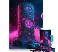 Rompecabezas Monolito Espacial de Neón de 1000 Piezas para Adultos, para Mejorar la Memoria, Divertido, para armar en casa, (38x26cm)