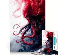 Rompecabezas Monstruo de Tentáculos Rojos de 1000 Piezas para Adolescentes, Juguete de lógica Fuerte, Tiempo en Familia, Borde Transparente, cálida Sorpresa (38x26cm)