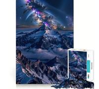 Rompecabezas Montaña Nevada bajo la Vía Láctea, 1000 Piezas para Adolescentes, Juego de lógica, Momento cálido, Pieza de colección de Arte de Corte preciso (38x26cm)
