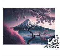 Rompecabezas Monte Fuji Soñado 1000 Piezas Papel para Adultos Cartón Grueso Educativo Cerezo Japones Puzzle Relajante Decoración de Pared 52x38cm/1000pcs