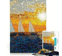 Rompecabezas Mosaico de Veleros al Atardecer de 1000 Piezas para Adolescentes, Juguete de Lógica Fuerte, Tiempo en Familia, Borde Transparente, Sorpresa Cálida (38x52cm)