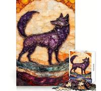 Rompecabezas Mosaico Lobo Amatista de 1000 Piezas para Adolescentes, Desarrollo Cerebral, fácil de Limpiar, (50x75cm)