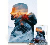 Rompecabezas Mountain Man Double Exposure para Adultos, 1000 Piezas, Logic Boost Toy Group, Joy Premium Edge, Sorpresa de cumpleaños (38x26cm)