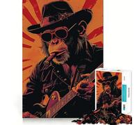Rompecabezas Mr Monkey Blues Night para Adolescentes, 1000 Piezas, para estimular la Memoria, Relajante y Divertido, para armar, (50x75cm)