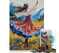 Rompecabezas Mujer Bailando en el Campo,1000 Piezas,Divertido,sin Rebabas,Piezas de Corte Limpio,Actividad Absorbente para Noches tranquilas (38x26cm)