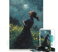 Rompecabezas Mujer bajo la Lluvia para Adolescentes,1000 Piezas,Juego para estimular la Mente,Piezas sin Rebabas,Corte Limpio,fácil de Aprender,diversión para Toda la Familia (38x26cm)