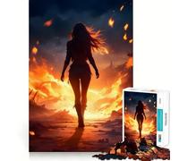 Rompecabezas Mujer Caminando Entre el Fuego,1000 Piezas,Entrenamiento Mental,Diversión,Piezas sin Rebabas,Corte Limpio,Actividad Absorbente para Noches Tranquilas (38x52cm)