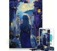 Rompecabezas Mujer Caminando hacia el mar,1000 Piezas,Juego de Memoria Cerebral, Corte láser,Actividad Absorbente para Noches tranquilas (38x26cm)