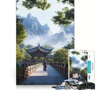 Rompecabezas Mujer Caminando sobre un Puente en China,1000 Piezas,estimulación cognitiva,Divertido,sin Rebabas,Piezas de Corte Limpio,Juguete de Entretenimiento para Interiores (50x75cm)