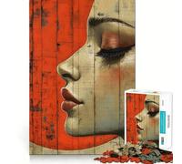 Rompecabezas Mujer con círculo Rojo,1000 Piezas Ejercicio Mental Divertido Piezas de Ajuste preciso Una Forma entretenida de Pasar el Tiempo Libre (38x26cm)