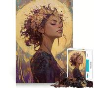 Rompecabezas Mujer con Corona Floral,1000 Piezas Ejercicio Mental Divertido Piezas de Ajuste preciso Una Forma entretenida de Pasar el Tiempo Libre (50x75cm)