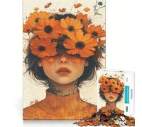 Rompecabezas Mujer con Flores 1000 Piezas Juego de Agilidad Mental Corte Láser Actividad Absorbente para Noches Tranquilas (38x52cm)