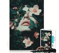 Rompecabezas Mujer con Flores 1000 Piezas Mejora la Concentración Divertido Tecnología Avanzada de Corte Láser Juego Mental Ideal para Viajes Regalo (38x26cm)