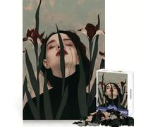 Rompecabezas Mujer con Flores, lágrimas y Serenidad para Adolescentes 1000 Piezas Estimula la Mente Tiempo Libre Divertido Encaje Firme Regalo de Temporada (38x26cm)