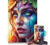 Rompecabezas Mujer con Hojas de otoño,1000 Piezas,Juego de ingenio,Piezas de Ajuste, Actividad Divertida para Toda la Familia (50x75cm)