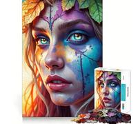 Rompecabezas Mujer con Hojas de otoño de 1000 Piezas Juego de Ejercicios mentales Encaje Huecos Desafío Interactivo para el Cerebro en casa (38x26cm)