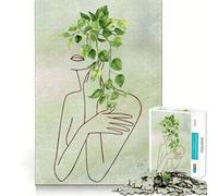 Rompecabezas Mujer con Hojas Verdes,1000 Piezas,Juego cognitivo Divertido,Estructura de Encaje preciso,Actividad para Fortalecer los Lazos Familiares (50x75cm)
