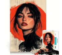 Rompecabezas Mujer con Labios Rojos,1000 Piezas,estimulación cognitiva,Divertido,sin Rebabas,Piezas de Corte Limpio,Juguete de Entretenimiento para Interiores (38x26cm)