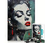 Rompecabezas Mujer con Labios Rojos para Adolescentes,1000 Piezas,Juego para estimular la Mente,Piezas sin Rebabas,Corte Limpio,fácil de Aprender,diversión para Toda la Familia (38x52cm)