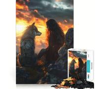 Rompecabezas Mujer con Lobo en Mente,1000 Piezas,Juego de Memoria Cerebral, Corte láser,Actividad Absorbente para Noches tranquilas (38x26cm)