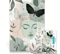Rompecabezas Mujer con Mariposas y Flores para Adolescentes 1000 Piezas Juego para Estimular la Mente Piezas sin Rebabas Cortes Limpios Fácil de Aprender Diversión en Familia (50x75cm)